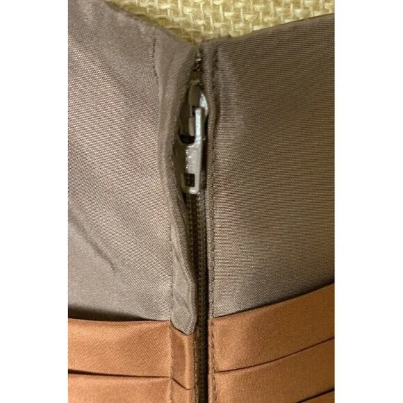 Simone Carvalli Dress Brown Woodland Forest Fairy Ruched Floral Appliqué Size 12 - Picture 7 of 16